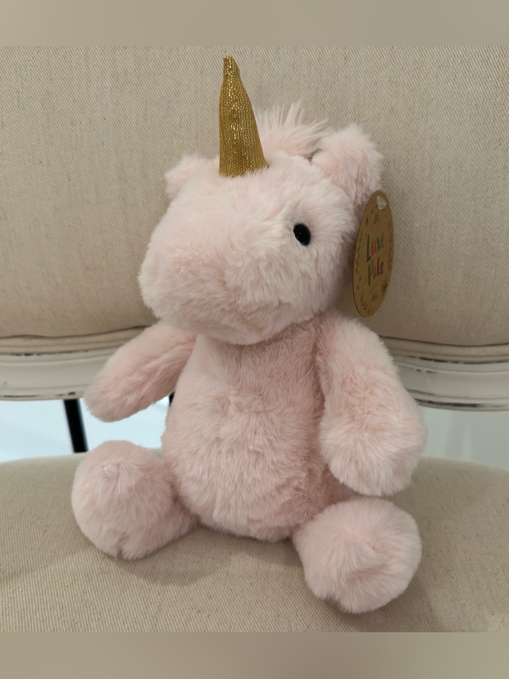 NWT LuxePals Plush Pink Unicorn with Gold Horn